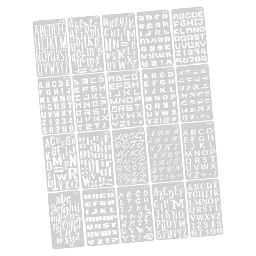 KICHOUSE 20blätter Schablone Buchstaben Schablonen Kunststoffschablone Zum Malen Wiederverwendbare Schablonen Alphabetschablonen Bastelplastik Buchstabenschablonen Zum Bemalen