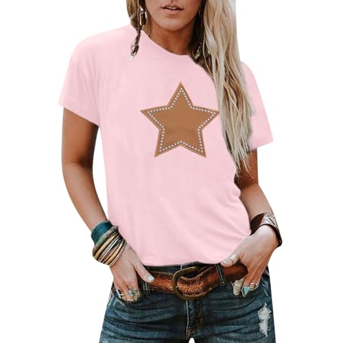 Cowgirl Western Shirts for Women Country Music Outfits Summer Vacation Short Sleeves Tops