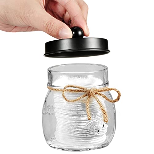 Amolliar Mason Jar Bathroom Accessories Set 4 Pcs -Lotion Soap Dispenser & 2 Cotton Swab Holders & Toothbrush Holder - Rustic Farmhouse Decor, Bathroom Home Decor, Perfect Decorating Idea (Black) - Thumbnail 3