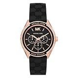 Michael Kors Jessa Black Dial with Diamonds Black Silicone Strap Watch for Women - MK7266, BLACK, strap
