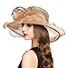 2026 Derby Hats for Women Girls Ladies, Organza Church Tea Party Wedding Fascinator Hat UV Protection Sun Hat Peach Wood