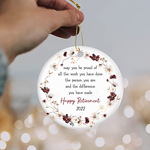 Retirement Gifts For Women, Men - Holiday Decor, Christmas Ornaments - Thoughtful Retirement Ornaments, Precious Moments 2022 Christmas Ornaments, Tree Decorations, Happy Retirement Ceramic Ornament #TOP2