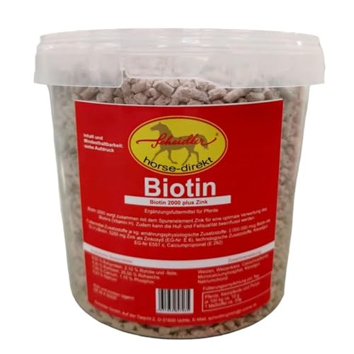 Scheidler horse-direkt Biotin 2000, pellettiert, Zink, Kupfer, staubarme Fütterung für Pferde, Ponys 1,5 kg Eimer - Ergänzungsfuttermittel