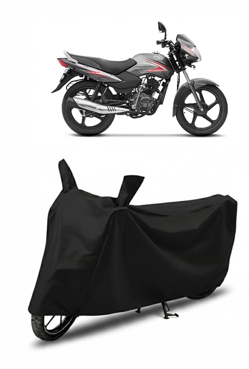 Image of DRAKOWISH Waterproof Bike Cover for Tvs Sport All Weather Protection from Rain, Dust, UV Rays & Scratches with Mirror Pockets & Buckle Belt