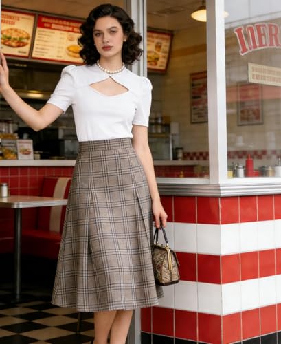 Image of Belle Poque Women's Hollowed-Out Tops 1950s Retro Vintage Short Sleeve Cotton Blouse