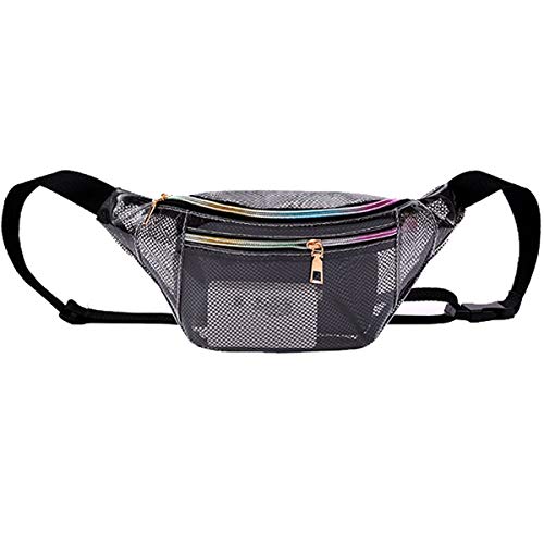 Waist Bag for Women Fanny Packs Grid Clear Belt Bag,Fashion Bum Bags Waist Packs with Adjustable Belt for Concerts,Sports,Travel and Daily Use(Fanny Pack for Black)