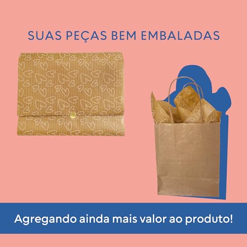 Papel Seda Kraft Premium Estampa Coração 30x70cm 100 Folhas Cor Branco
