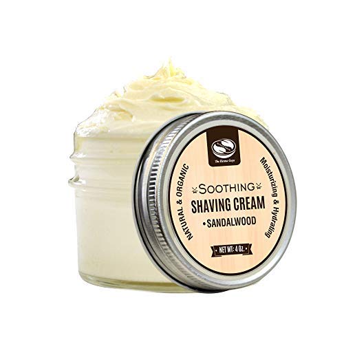 4 fl. Oz Organic Sandalwood Shaving Butter, Made with Moisturizing Shea Butter and Soothing Aloe Juice, Excellent Shaving Butter for Men With Sensitive Skin