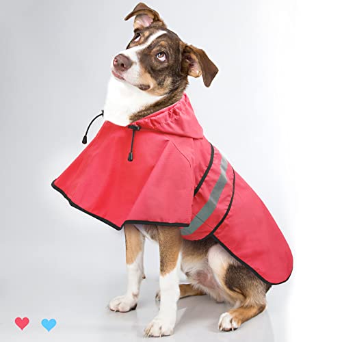 Dog Raincoat Hooded Poncho – Adjustable Waterproof Dog Rain Jacket Lightweight Reflective Dog Rain Coat Pet Slicker for Small Medium Large Dogs (Large, Bright Red) Dog Raincoat Hooded Poncho – Adjustable Waterproof Dog Rain Jacket Lightweight Reflective Dog Rain Coat Pet Slicker for Small Medium Large Dogs (Large, Bright Red)