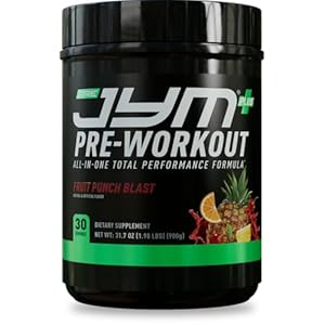 JYM Supplement Science Pre JYM Plus Fruit Punch Pre-Workout Powder, Amino Nitrates, Creatine, Betaine, Nootropics, BCAA’s, for Men & Women, 30 Servings