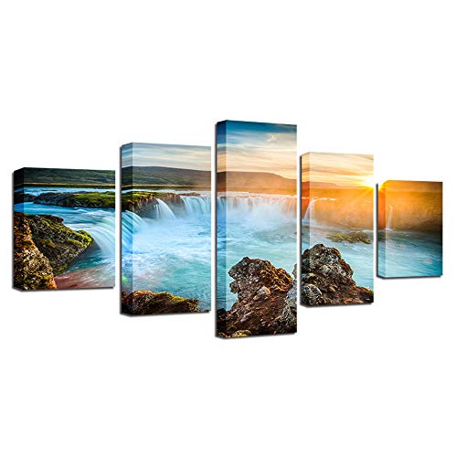 Tableau cascade d Islande pour habiller un grand mur vide salon contemporain