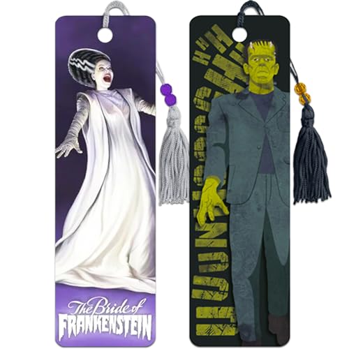 Segnalibri horror per adulti - Segnalibri spaventosi per adulti Il pacchetto include 1 segnalibro Frankenstein e 1 segnalibro Bride of Frankenstein | Set di segnalibri horror
