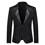 GEFOMUOFE PAILLETTEN JACKE HERREN GLÄNZENDE SMOKING BLAZER EIN KNOPF ANZUGJACKE HOCHZEIT ABSCHLUSSBALL SMOKINGJACKE SLIM FIT MANTEL OUTWEAR KARNEVAL KOSTÜME