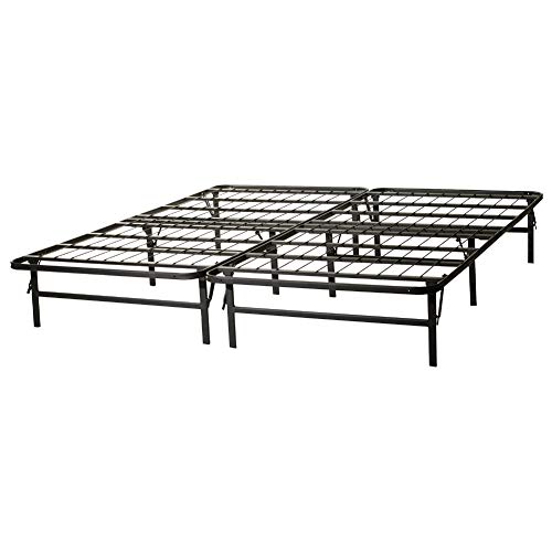 STRUCTURES by Malouf HIGHRISE Folding Metal Bed Frame 13 Inch High Bi-Fold Platform Bed Base and Box Spring - Strong and Sturdy Support - Quiet, Noise Free - Queen