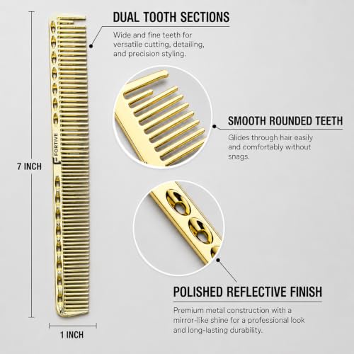 Image of Professional 7 Inch Alminium Metal Hair Cutting & Styling Comb - Gold