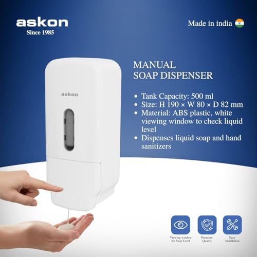 Image of Askon Liquid Soap Dispenser, Hand Wash Dispenser, 500 ml Capacity, Sanitizer Dispenser, Bathroom Dispenser