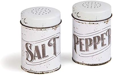 Rustic 'Salt' & 'Pepper' Tin Metal Shaker Set