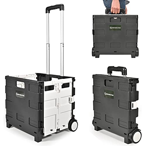 NORTHERN STONE Folding Shopping Trolley Cart, Boot Cart...