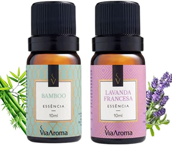 Kit 2 Essências Bamboo e Lavanda Francesa Via Aroma Para Aromatiz...