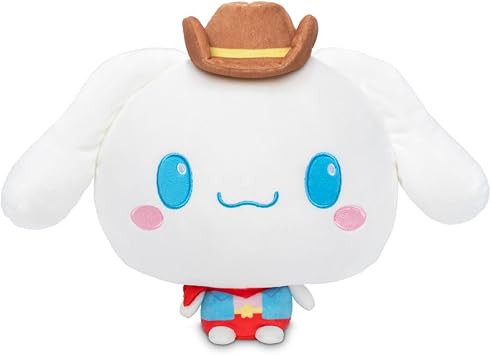 TeeTurtle Cloudheads Cowboy Cinnamoroll Plush - 8-Inch Official Sanrio Stuffed Animal with Embroidered Details - Soft Cuddly Plush Toys for Kids, Teens, and Adults