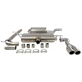 Supersport Edelstahl Auspuffanlage 63,5mm passend für AUDI A3 II 3+5-Türer, Typ(en) 8P, 1.6, 1.8, 2.0 (Otto 75, 85, 92, 110KW), Bj. 03/03-, Frontantrieb, Endrohr(e) 2x 76mm gebördelt, abgeschrägt - inkl. Auto Staubsauger Fugendüse
