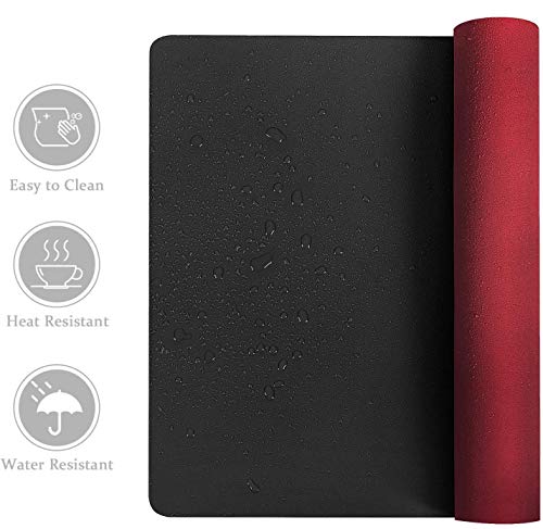 Image of House of Quirk Laptop Keyboard Mouse Felt Pad with Paper and Pen Pocket for Desktops (78.7 x 39 CM, Red /Black)