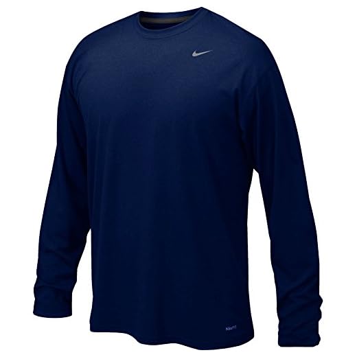 Nike Mens Legend Poly Long Sleeve Dri-Fit Training Shirt College Navy/Matte Silver 384408-419 Size Large
