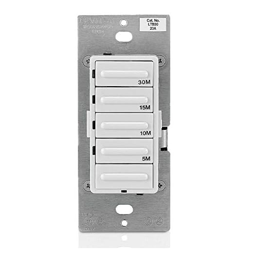 Leviton LTB30-1LZ Decora 1800W Incandescent/20A Resistive-Inductive 1HP Preset 5-10-15-30 Minute Countdown Timer Switch, White/Ivory/Light Almond Faceplates Included