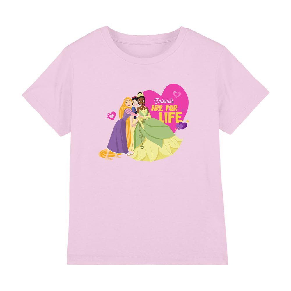 Disney Princess Valentine's Day Friends are for Life Girls T Shirt, Pink, 7-8 Years