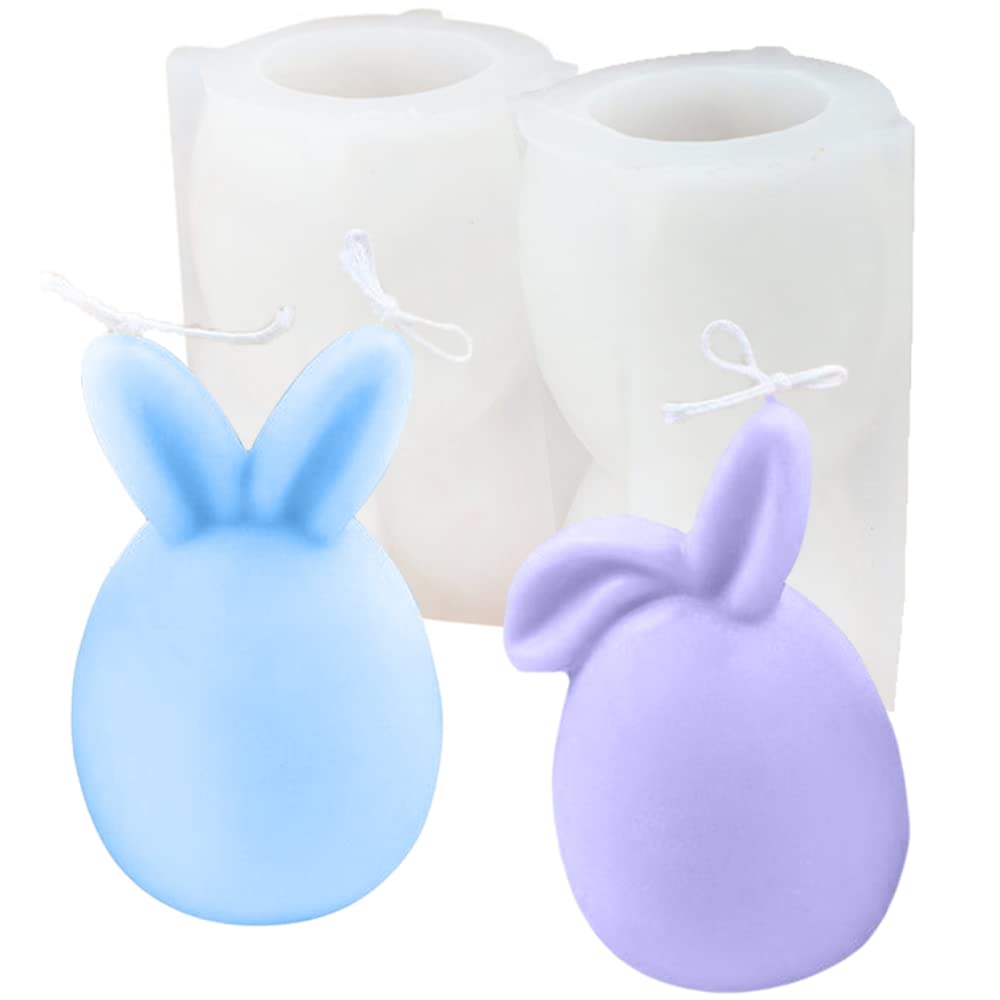 WDOIT 2Pcs Candle Mold,Candle Mould for Candle Making,Silicone Candle Moulds,3D Bunny Silicone Mold Candle Moulds for Party Decoration Handmade Gift Craft DIY