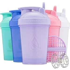 Hydra Cup ProFlow Shaker Bottles 5-Pack (20oz) | Protein Shaker Cups with Whisk Ball, Leak-Proof Lid, Hidden Carry Handle | BPA-Free Gym Mixer for Protein Powder, Mixing Supplements, Pastel Colors