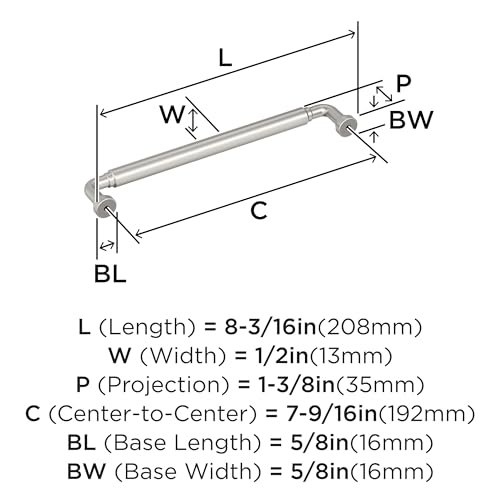 Amerock Coble 7-9/16 inch (192mm) Center-to-Center Satin Nickel Cabinet Pull, BP37665G10 by Amerock - Image 5