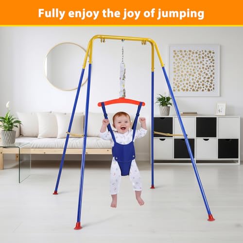 HEVIRGO Baby Jumper with Stand, Toddler Swing Set forIndoor/Outdoor Play,Jumper for 6-24 Months,Jumpers and Bouncers for Girl/Boy, with Adjustable Chain, Easy to Assemble & Store A - Thumbnail 3