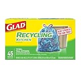 Glad Trash Bags, Tall Drawstring Garbage Bags, 13 Gallon Blue Trash Bags for Tall Kitchen Trash Can or Recycling, 45 Count (Packaging May Vary)