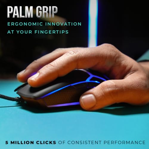 Image of LAPCARE Champ Razor 3600 DPI Optical Sensor Gaming USB Mouse with Rainbow Light | Marco 6G Keys | 5M Clicks | ABS Material | Optical Sensor| Rubber Oil + Laser Carving (LGM 204)