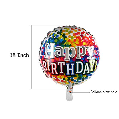Happy Birthday Foil Balloons Round Mylar Helium Balloon Party Decorations Supplies 18 Inch Pack Of 6 #TOP1