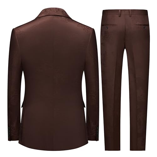 MOGU Men's Wedding Suit 2-Piece Slim Fit Suit Regular Single Breasted Peak Lapel Tuxedo Set for Formal Prom Party Banquet3