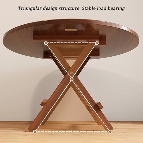 Table à manger extensible ronde et table pliable marron de salle à manger gain de place