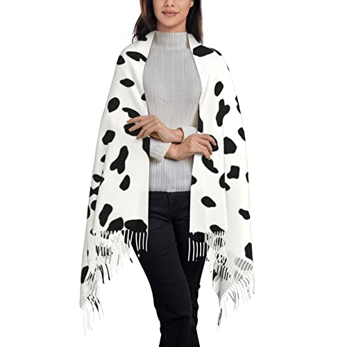 Bagea-Ka Dalmatian Dog Print Scarf Long Shawl Wraps Pashmina for Women Girls with Tassels Soft Warm Cozy