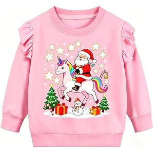 Kids' Santa on a Unicorn Pink Sweatshirt