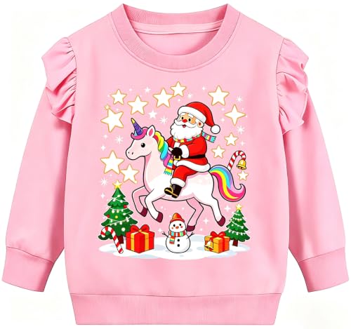 Kids' Santa on a Unicorn Pink Sweatshirt