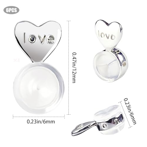 Darlingao 3 Pairs Earring Backs for Heavy Earring, Silicone Earring Lifters for Droopy Ears, Earring Backs Replacements, Earlobe Support Backs, Heavy Earring Support, Earring Backings, Silver, RE-01