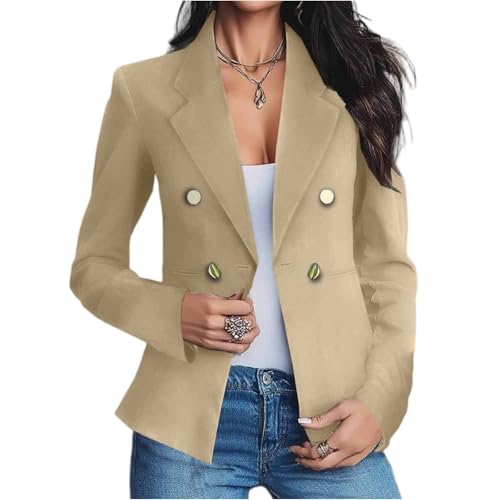 SCBFDI Boucle Blazer Blazer Noir Femme Veste Longue Tailleur pour Mariage Grande Taille Cintrée Ete Blanche Or Blouson Beige Xl Beige XL
