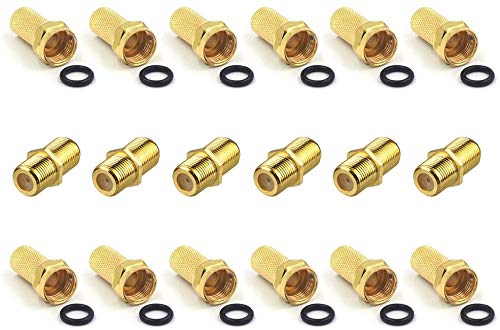 CONNECTEUR F ET FICHE F 7 MM PLAQUÉ Or avec Joint en Caoutchouc Large ÉCROU Adaptateur Satellite pour CÂBLE D'ANTENNE COAXIAL Cover