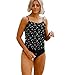 Traje de baño de dos piezas para mujer, traje de baño sexy con fruncido, traje de baño tankini de cintura alta, Negro 6, L