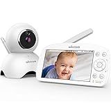 Video Baby Monitor with Camera and Audio, 5000mAh Big Battery,720P HD Resolution, 5.5' Large Display, Night Vision,Remote Pan/Tilt/Zoom, Two-Way Talk, Room Temperature, Lullabies, 960ft Range