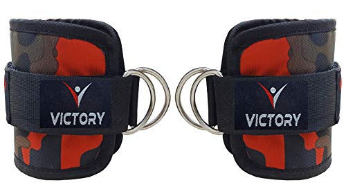 Image of VICTORY Ankle Straps- with D Rings- for Cable Machine, Kickbacks, Glute Workouts, Leg Extensions, Curls & Hip Abductors with Padded Neoprene Support, Ideal for Men & Women - Red