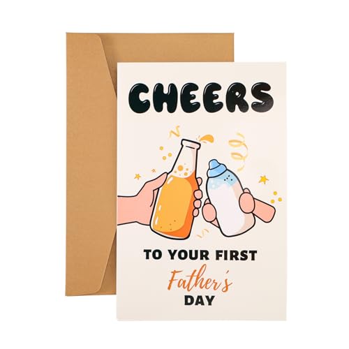 Tinoaly Cartão para o primeiro dia do pai, cartão de felicitação papel pai primeiro com envelope divertidos cartões de presente para o dia do pai filho e filho (Estilo 2)