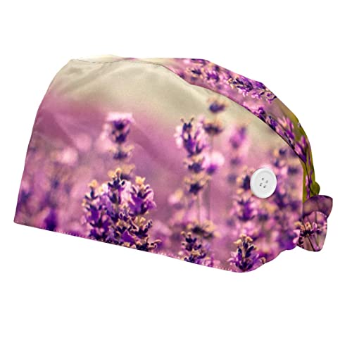 Chapeaux de travail lavande pour cuisine et soin, lot de 2 casquettes unisexes en tissu respirant