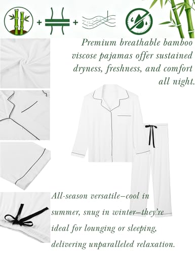 Image of Senert Womens 2 Piece Pajamas Set Button Down Top and Pants Soft Sleepwear | Short Sleeve Lounge Sets with Pockets, Maternity / Nursing /Postpartum Pjs Set, Bride Pjs Set for All Seasons